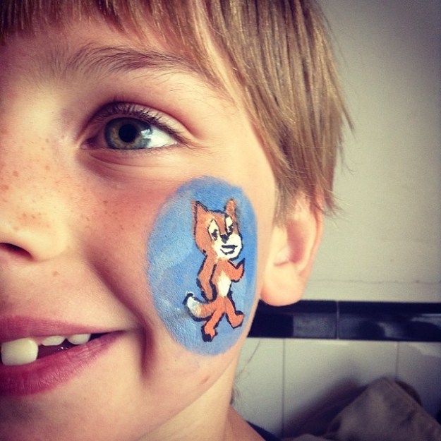 Facepainted 7 Year Old ready to lead his first Scratch Day